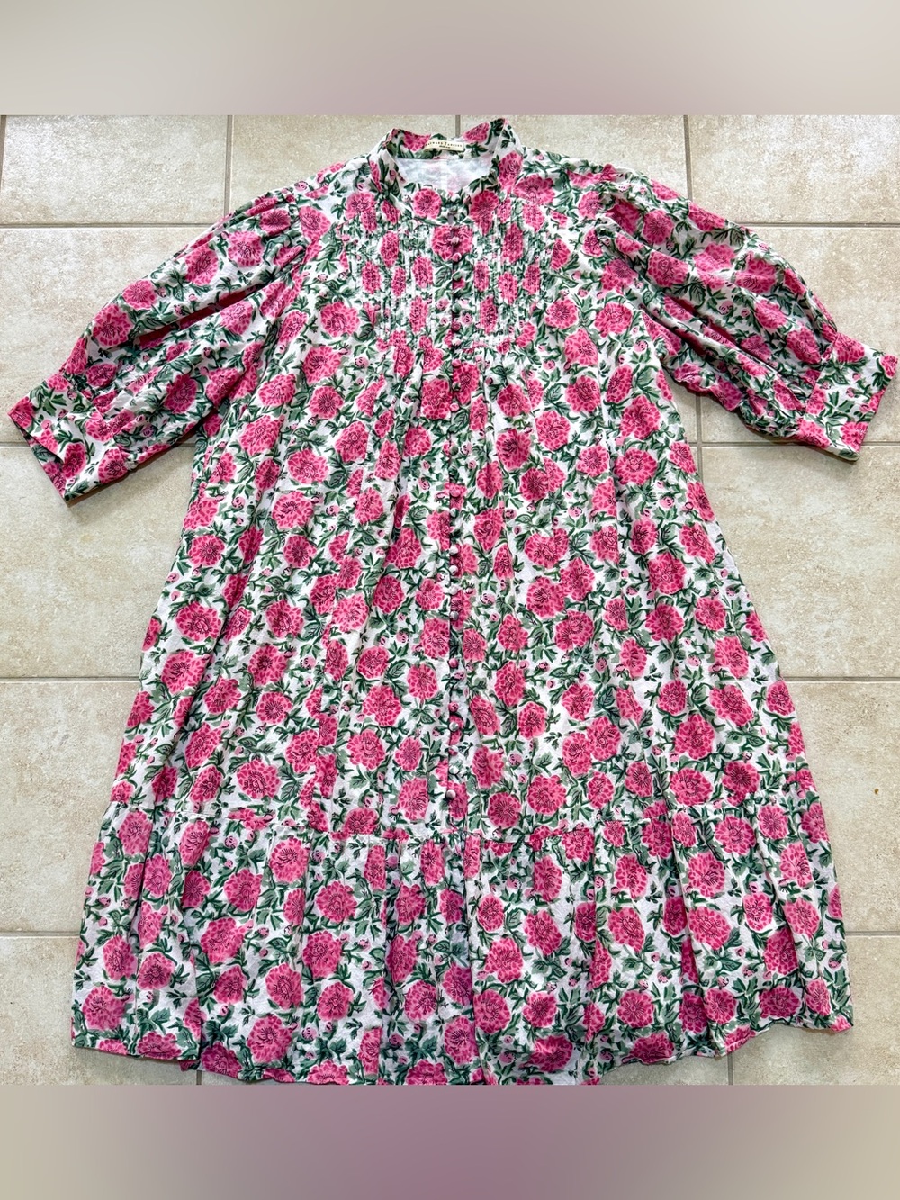 Wayward Fancies Pink eShakti Dress 4X-30W Floral Cottagecore Prairie Cotton Tier